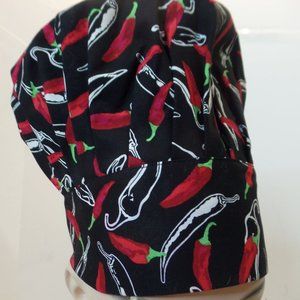 Two Lumps of Sugar Adjustable Chef Hat W Peppers Black White & Red Unisex